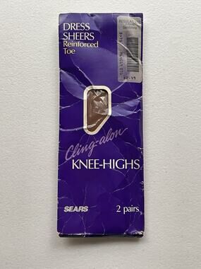 Vintage Sears Knee Highs Dress Sheers Cling Alon Sandstone USA Made NOS